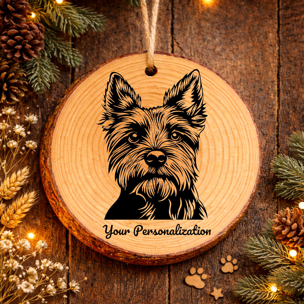 Australian Terrier Dog Ornament – Rustic Wooden Keepsake