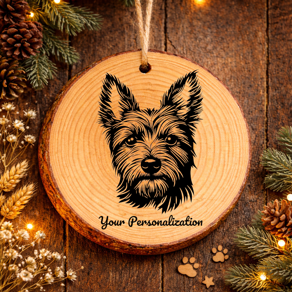 Australian Terrier Dog Ornament – Rustic Wooden Keepsake