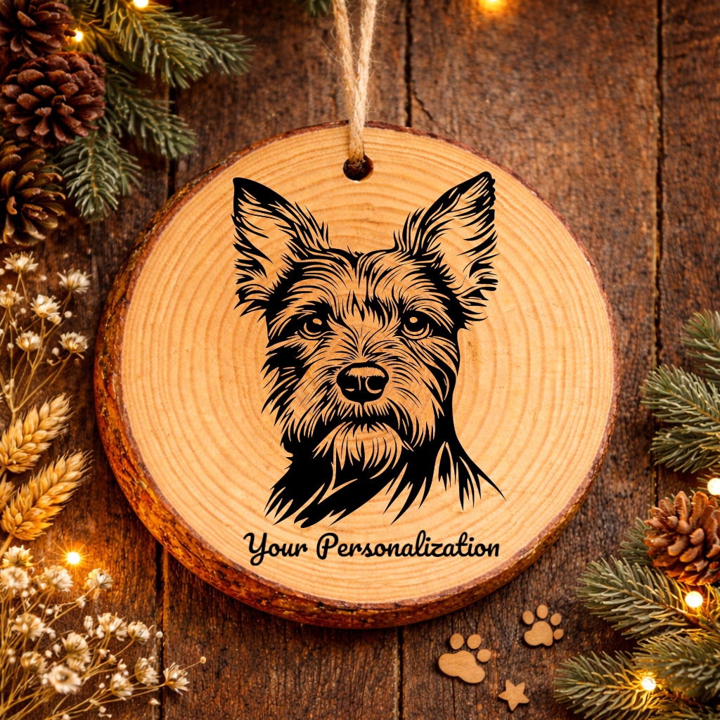 Australian Terrier Dog Ornament – Rustic Wooden Keepsake