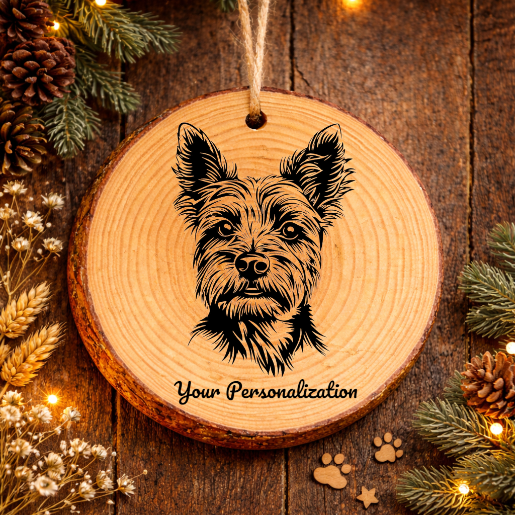 Australian Terrier Dog Ornament – Rustic Wooden Keepsake