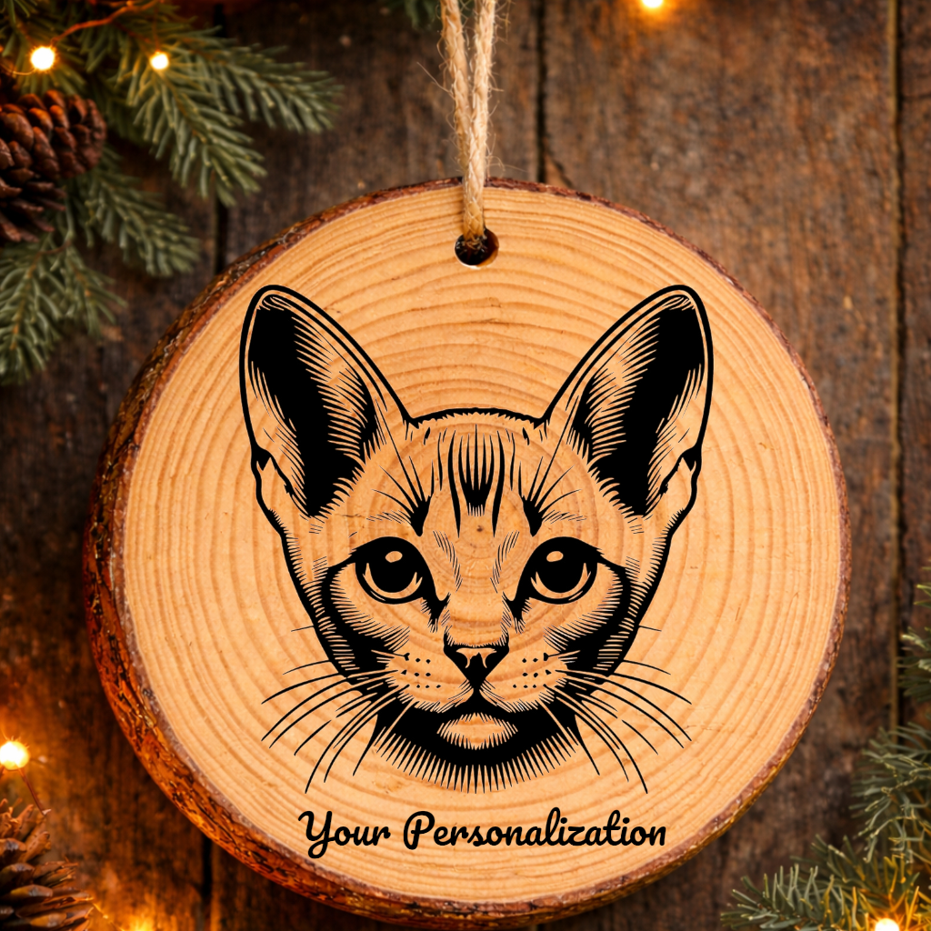 Bambino Cat Rustic Pine Wooden Round Ornament