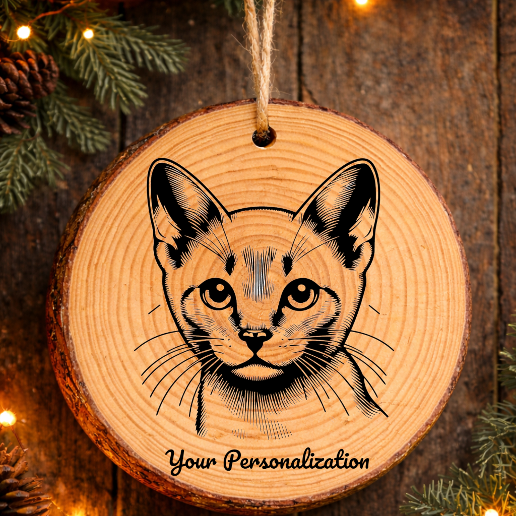 Bambino Cat Rustic Pine Wooden Round Ornament