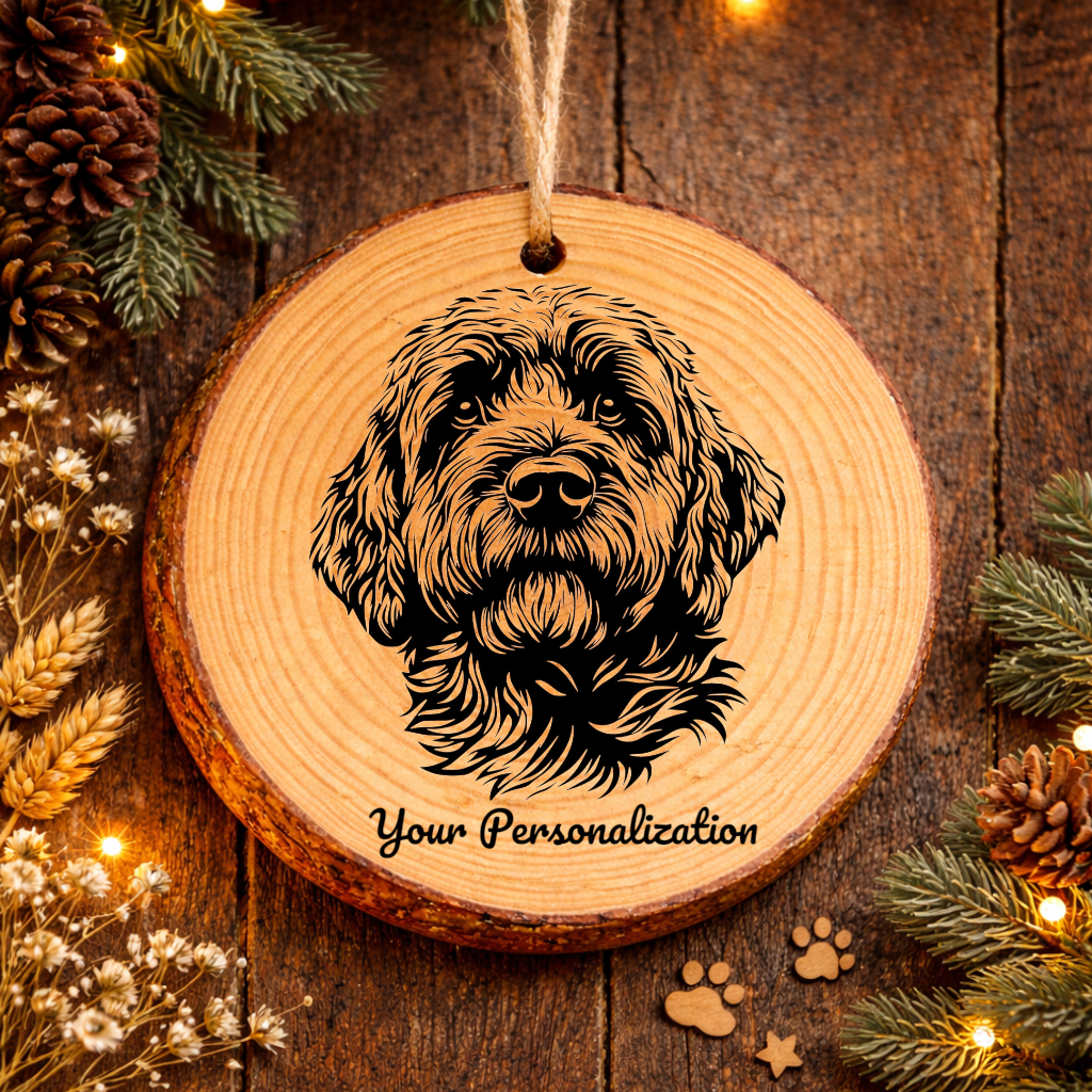 Barbet Dog Ornament – Rustic Wooden Keepsake