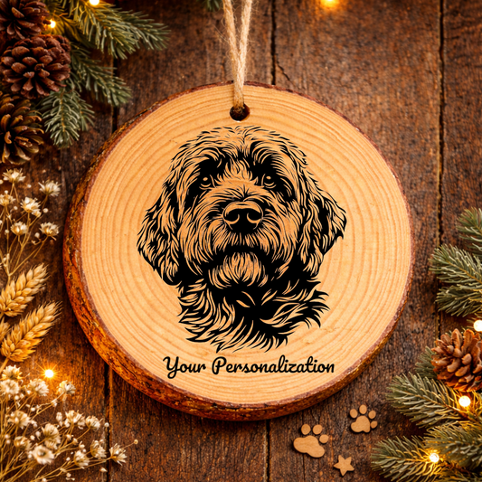 Barbet Dog Ornament – Rustic Wooden Keepsake