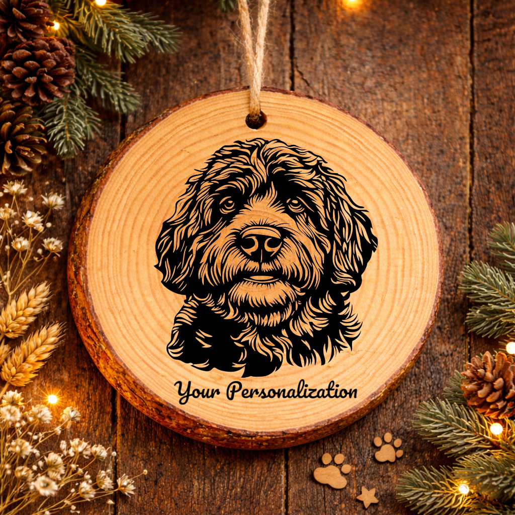 Barbet Dog Ornament – Rustic Wooden Keepsake