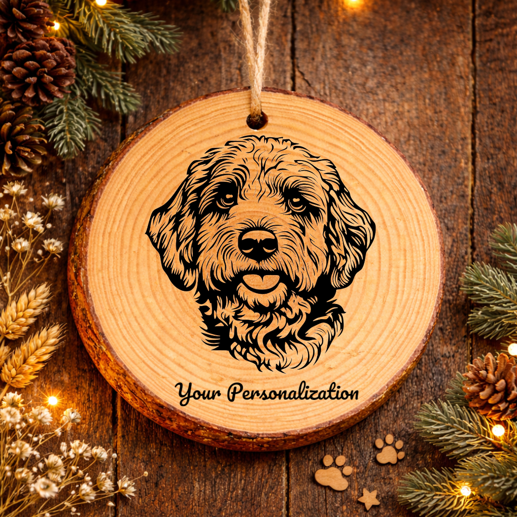 Barbet Dog Ornament – Rustic Wooden Keepsake