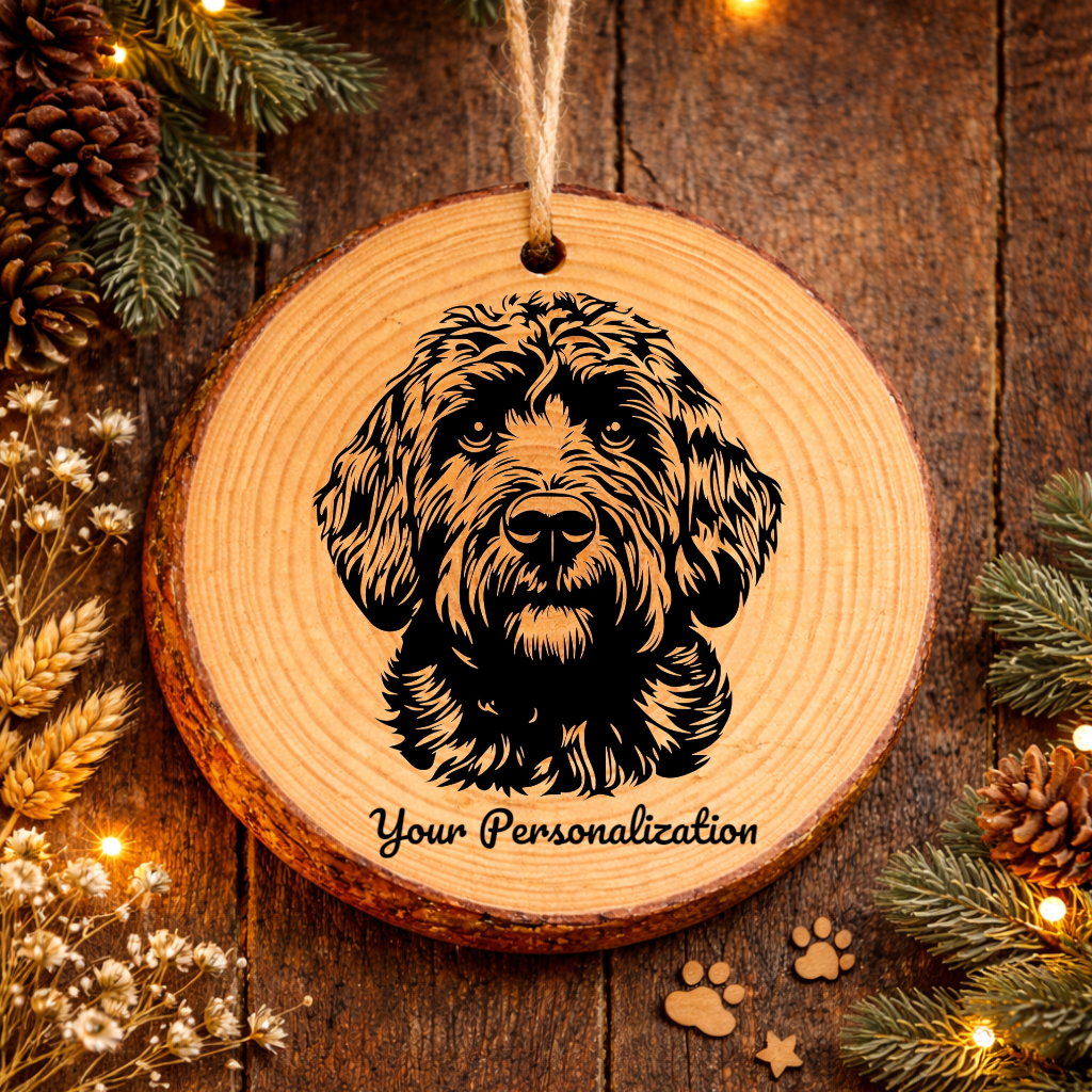 Barbet Dog Ornament – Rustic Wooden Keepsake