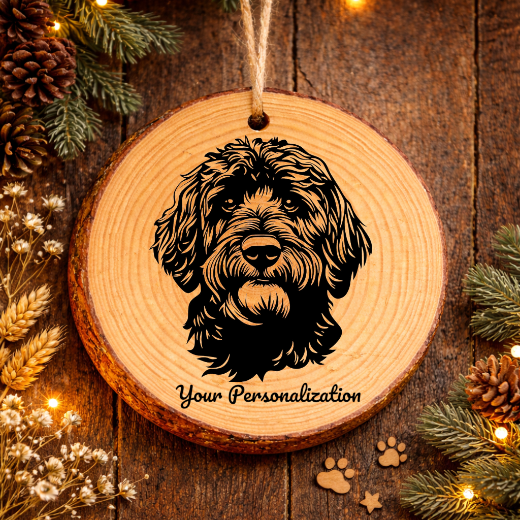 Barbet Dog Ornament – Rustic Wooden Keepsake