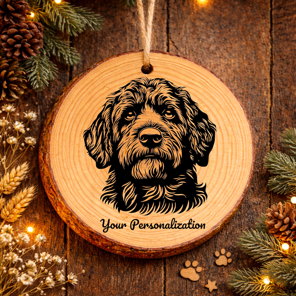 Barbet Dog Ornament – Rustic Wooden Keepsake