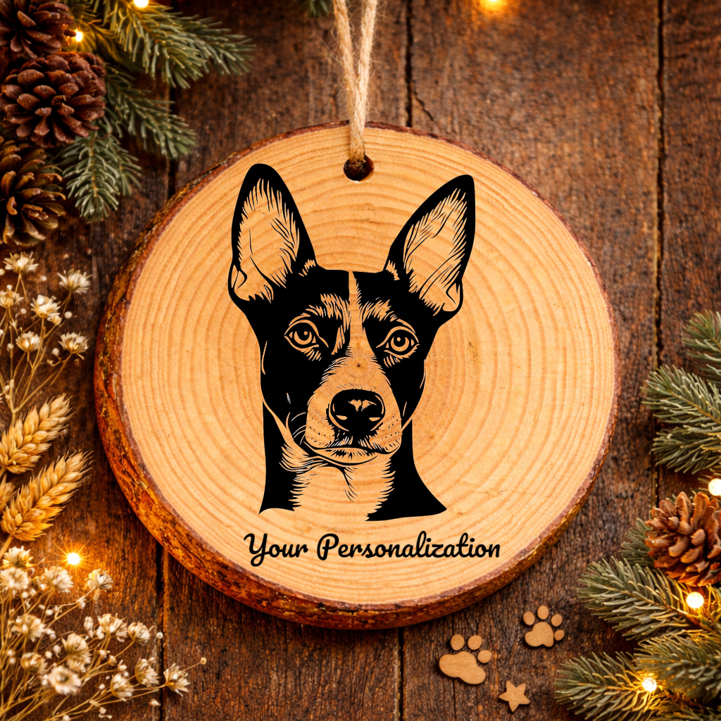 Basenji Dog Ornament – Rustic Wooden Keepsake