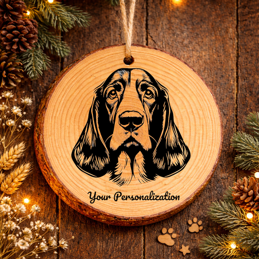 Basset Hound Dog Ornament – Rustic Wooden Keepsake