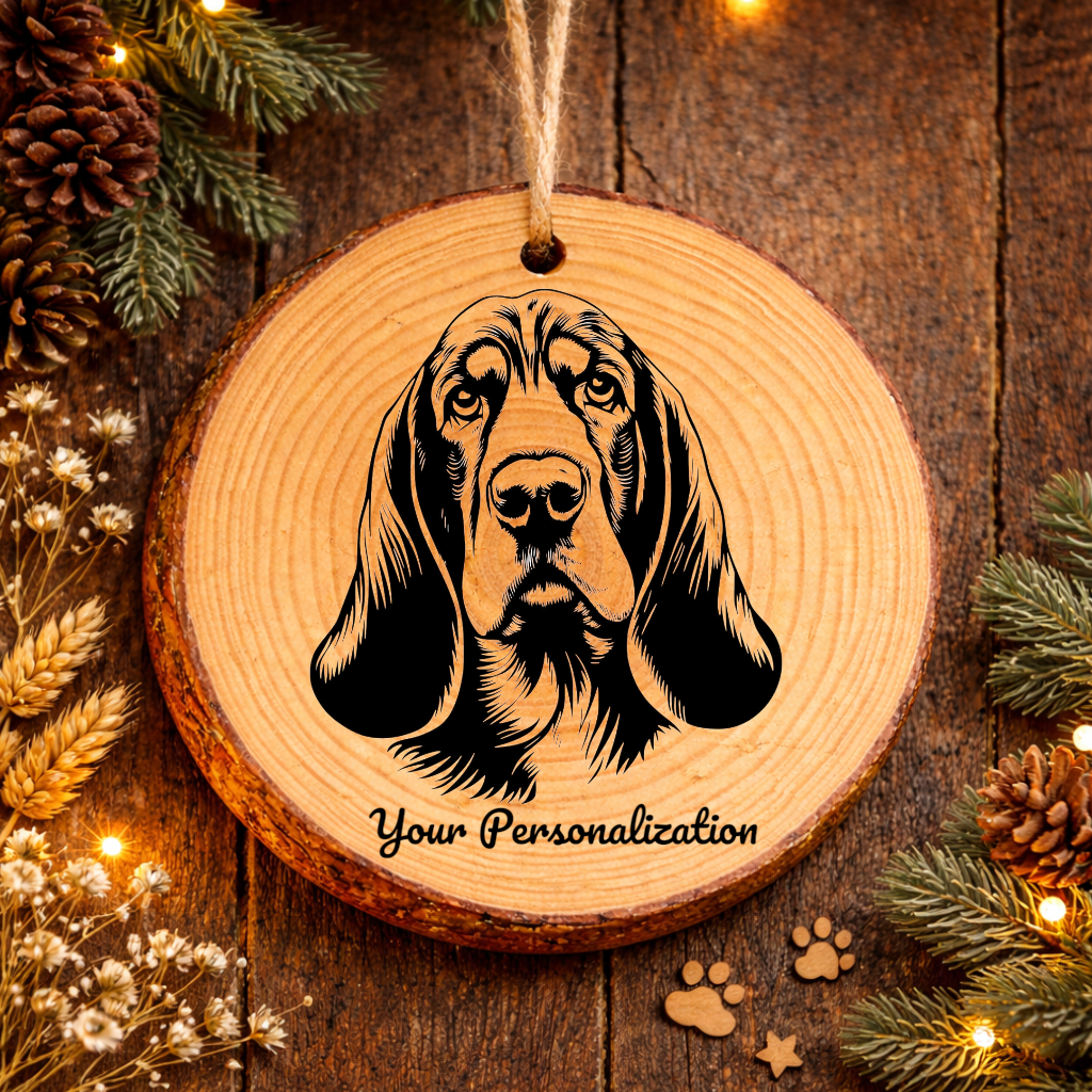 Basset Hound Dog Ornament – Rustic Wooden Keepsake