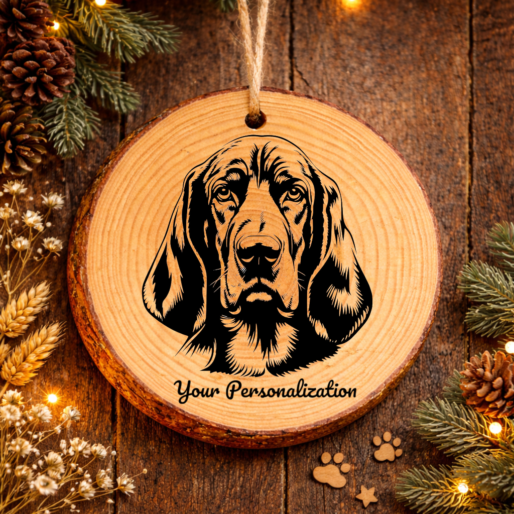Basset Hound Dog Ornament – Rustic Wooden Keepsake