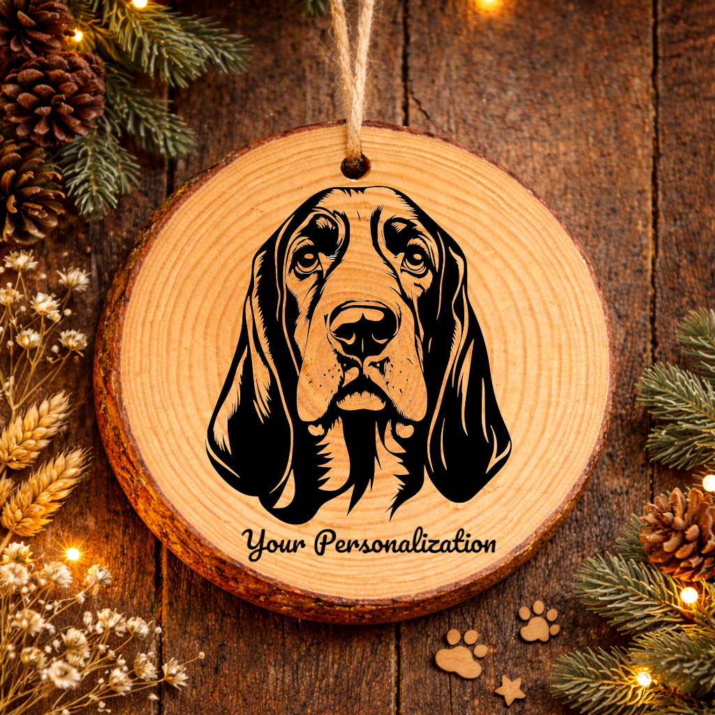 Basset Hound Dog Ornament – Rustic Wooden Keepsake