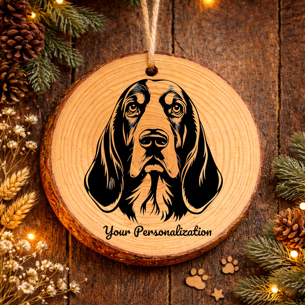 Basset Hound Dog Ornament – Rustic Wooden Keepsake