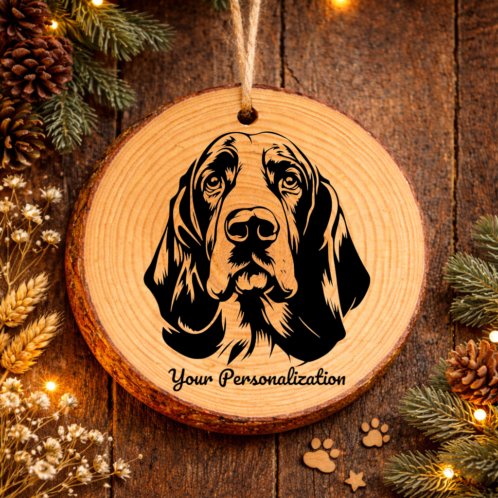 Basset Hound Dog Ornament – Rustic Wooden Keepsake