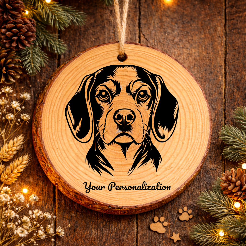 Beagle Dog Ornament – Rustic Wooden Keepsake