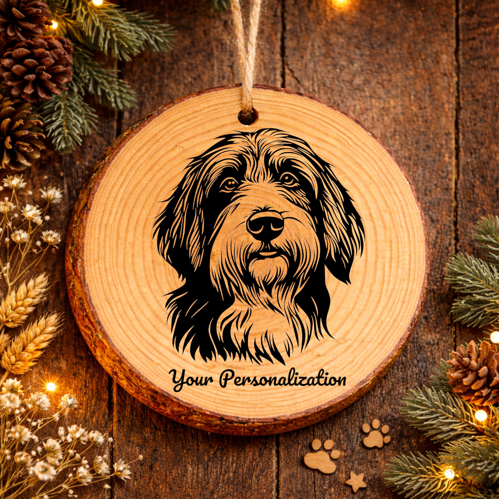 Bearded Collie Dog Ornament – Rustic Wooden Keepsake