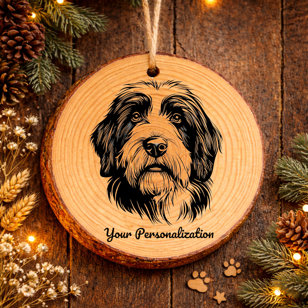 Bearded Collie Dog Ornament – Rustic Wooden Keepsake
