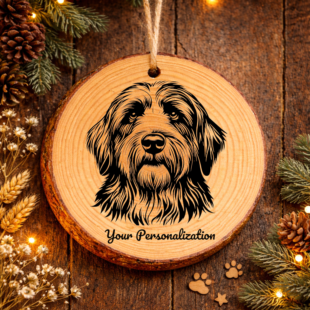 Bearded Collie Dog Ornament – Rustic Wooden Keepsake