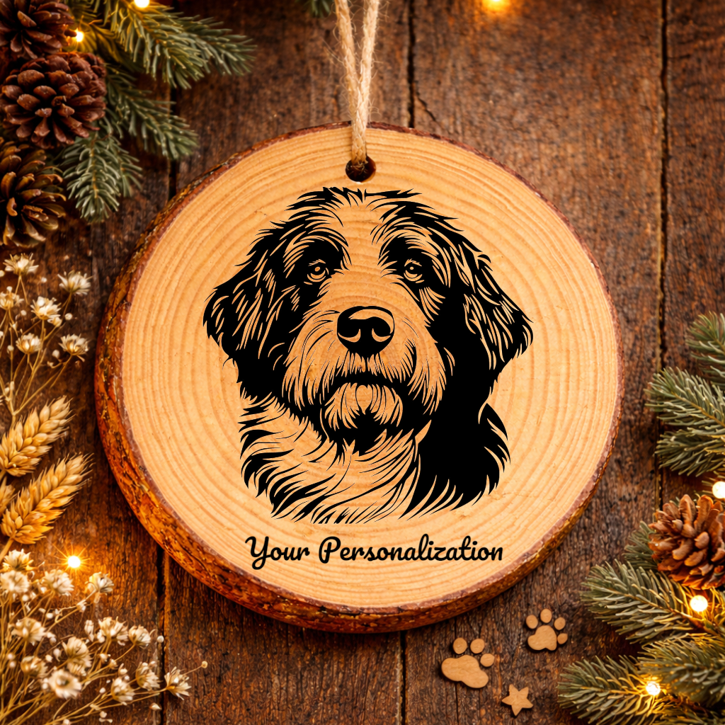 Bearded Collie Dog Ornament – Rustic Wooden Keepsake