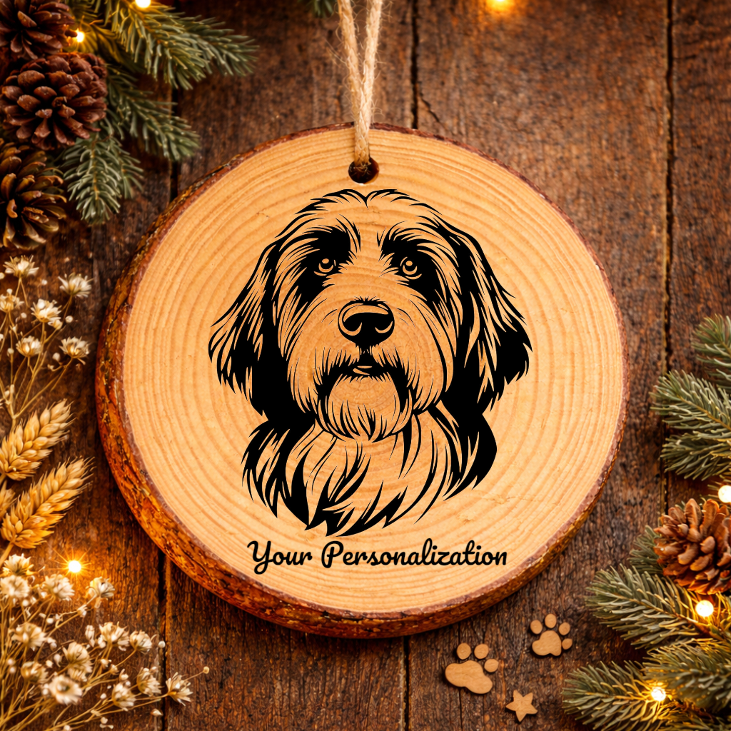 Bearded Collie Dog Ornament – Rustic Wooden Keepsake