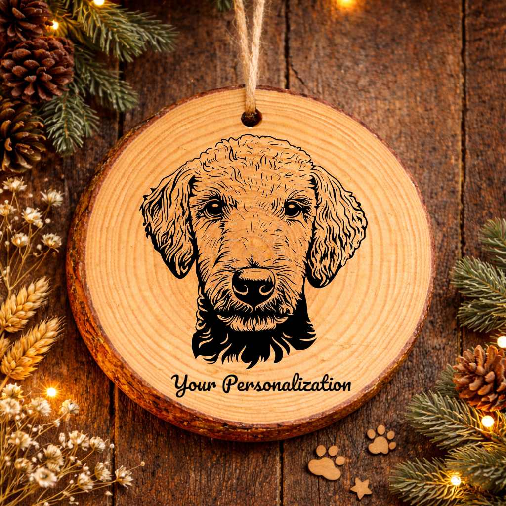 Bedlington Terrier Dog Ornament – Rustic Wooden Keepsake