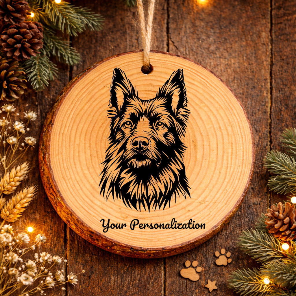 Belgian Laekenois Dog Ornament – Rustic Wooden Keepsake