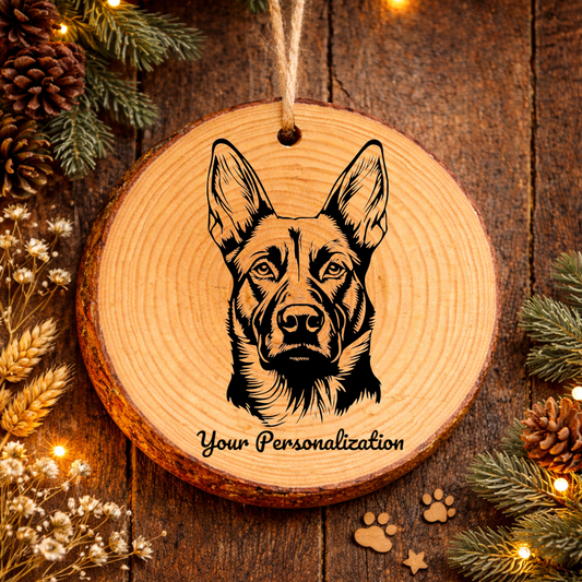 Belgian Malinois Dog Ornament – Rustic Wooden Keepsake