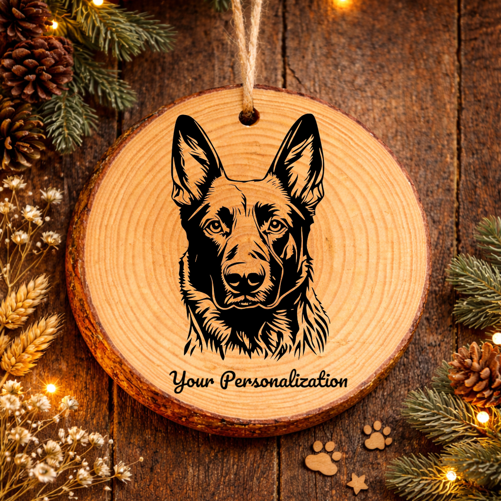 Belgian Malinois Dog Ornament – Rustic Wooden Keepsake