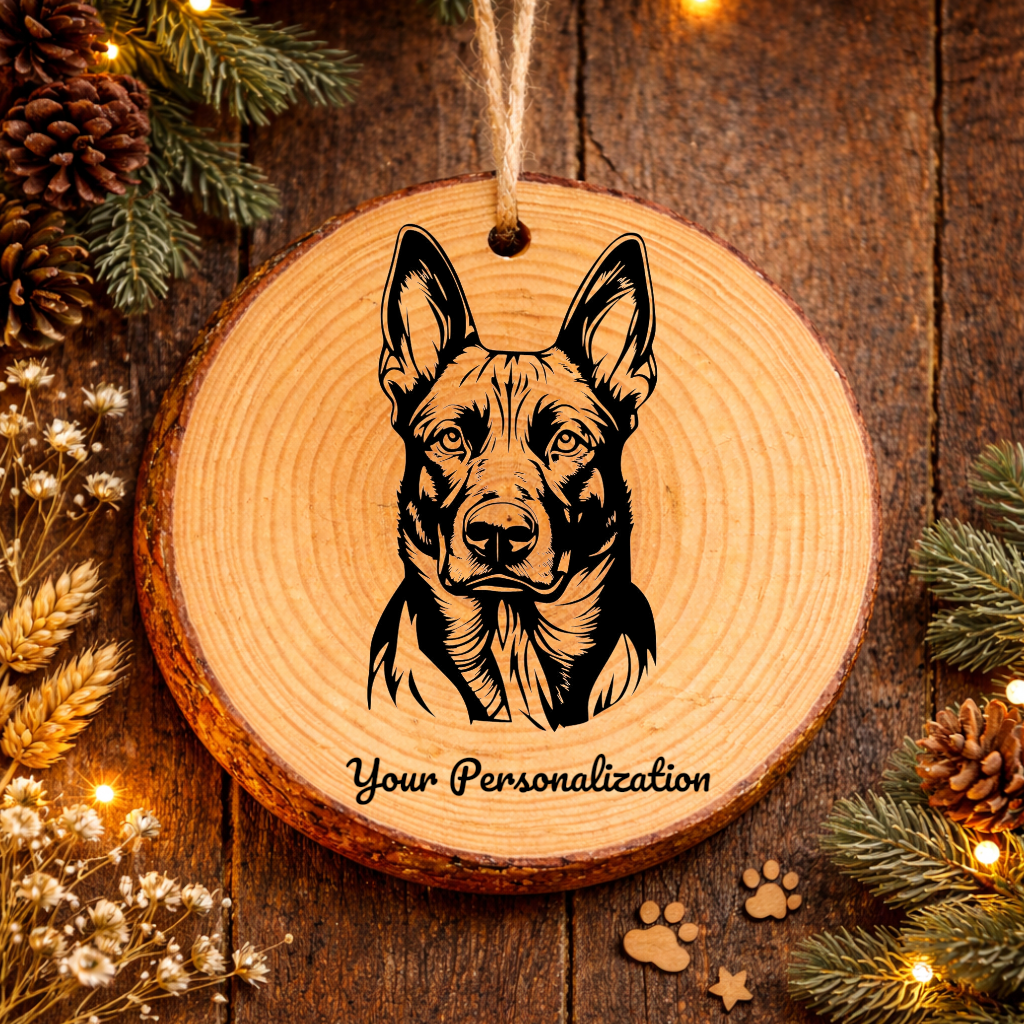 Belgian Malinois Dog Ornament – Rustic Wooden Keepsake