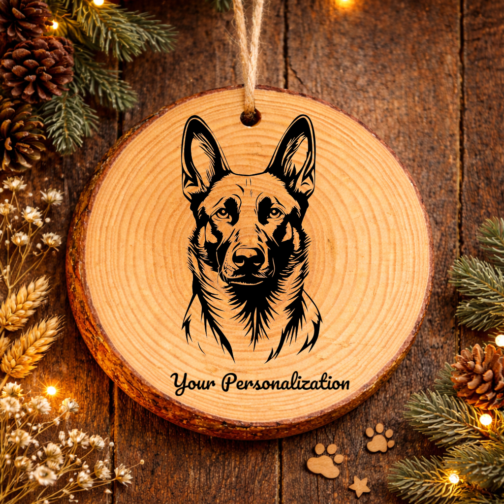 Belgian Malinois Dog Ornament – Rustic Wooden Keepsake
