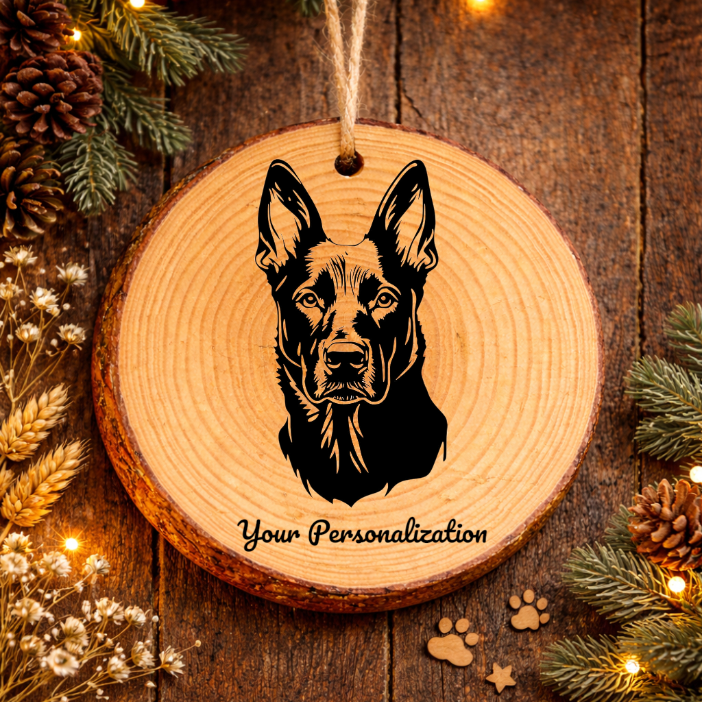 Belgian Malinois Dog Ornament – Rustic Wooden Keepsake