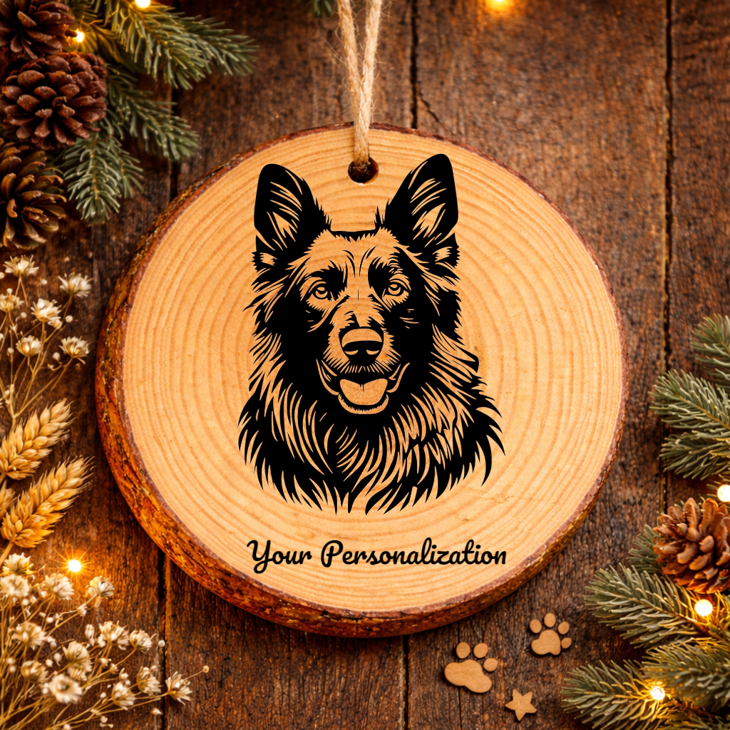 Belgian Sheepdog Dog Ornament – Rustic Wooden Keepsake