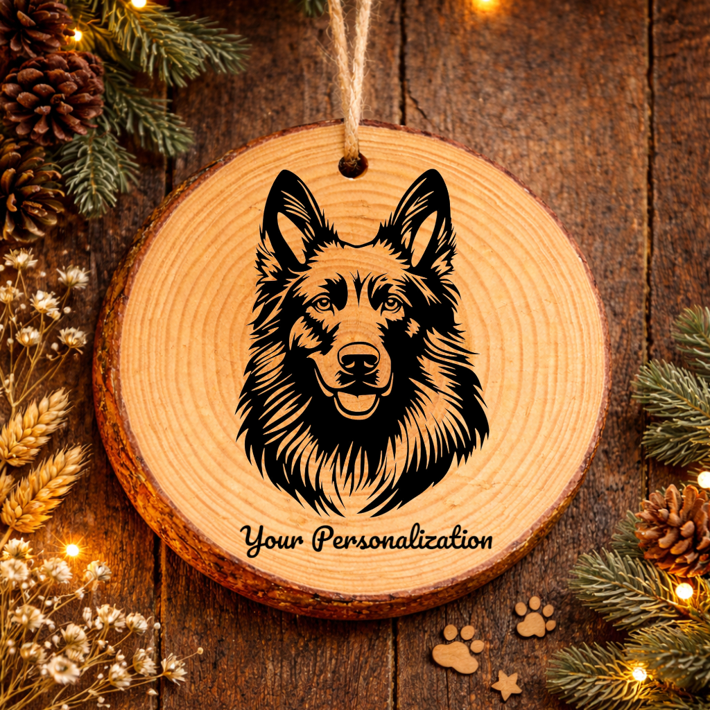 Belgian Sheepdog Dog Ornament – Rustic Wooden Keepsake