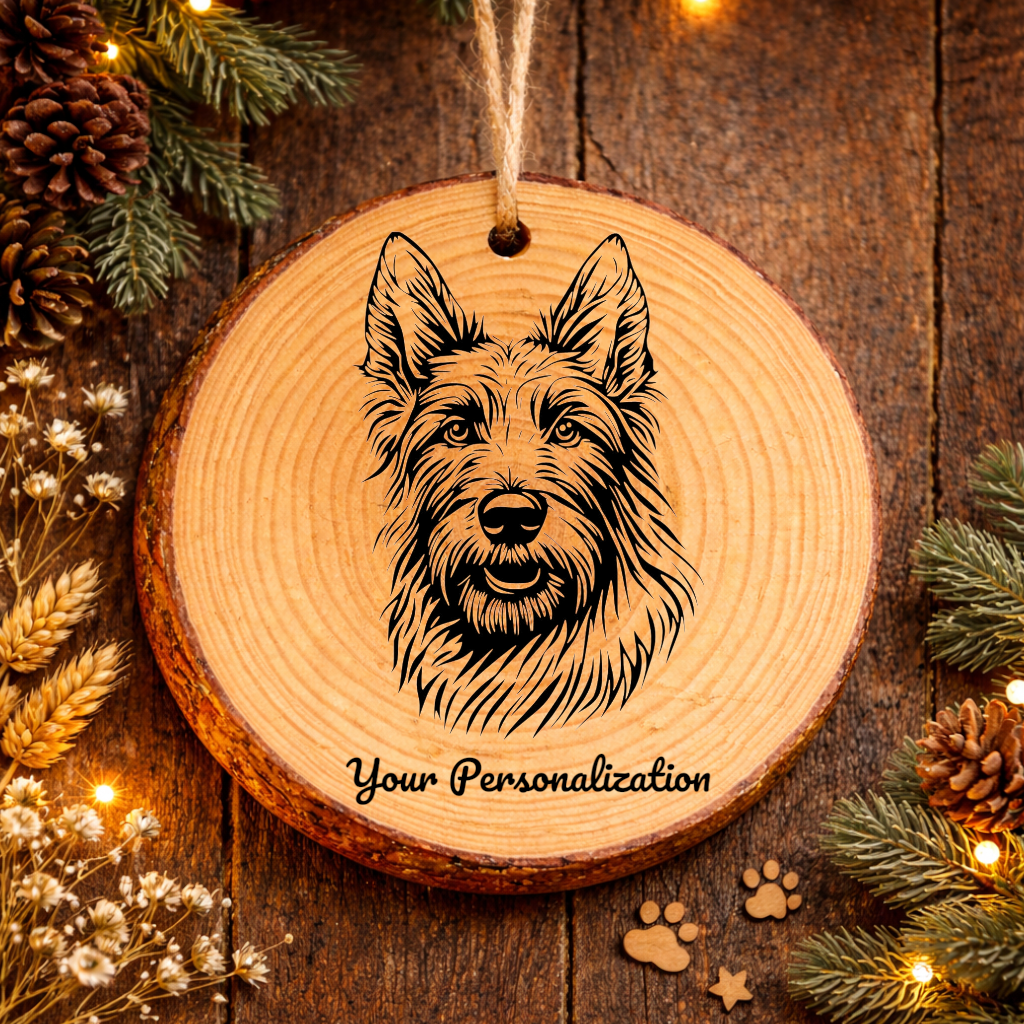 Berger Picard Dog Ornament – Rustic Wooden Keepsake