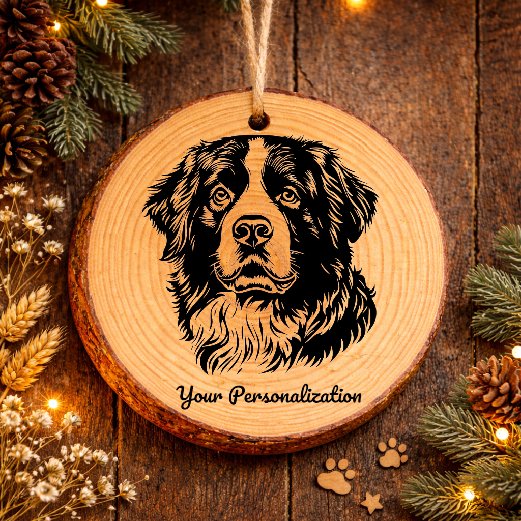 Bernese Mountain Dog Dog Ornament – Rustic Wooden Keepsake