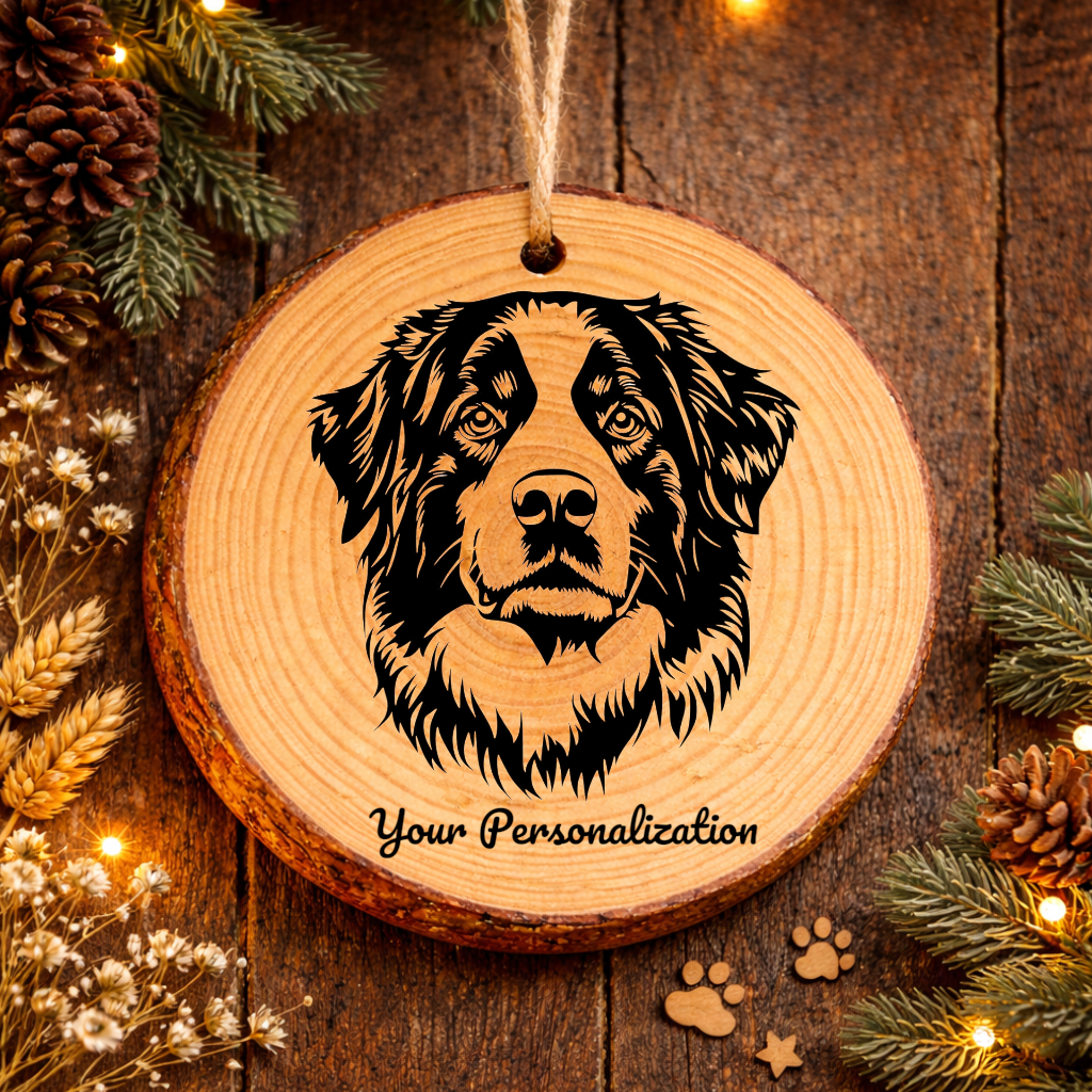 Bernese Mountain Dog Dog Ornament – Rustic Wooden Keepsake