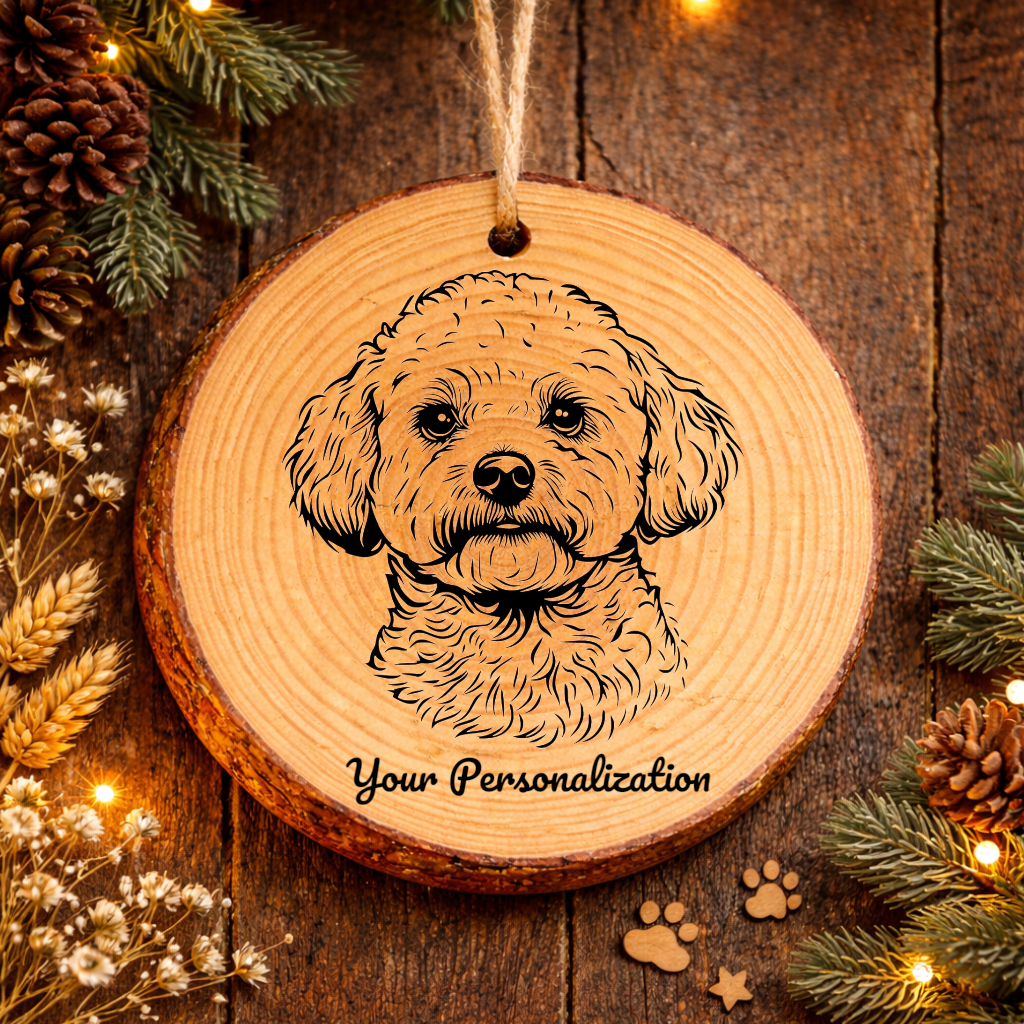 Bichon Frise Dog Ornament – Rustic Wooden Keepsake
