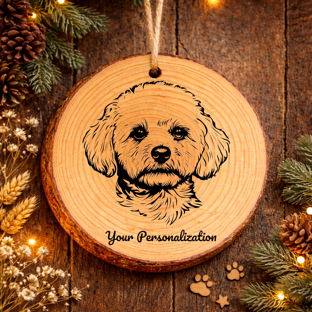 Bichon Frise Dog Ornament – Rustic Wooden Keepsake