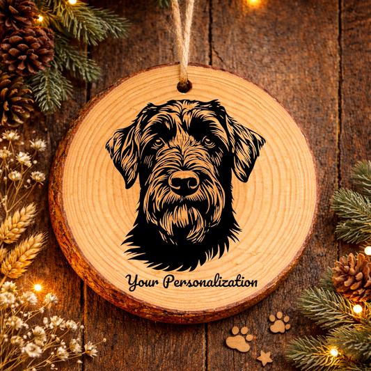 Black Russian Terrier Dog Ornament – Rustic Wooden Keepsake