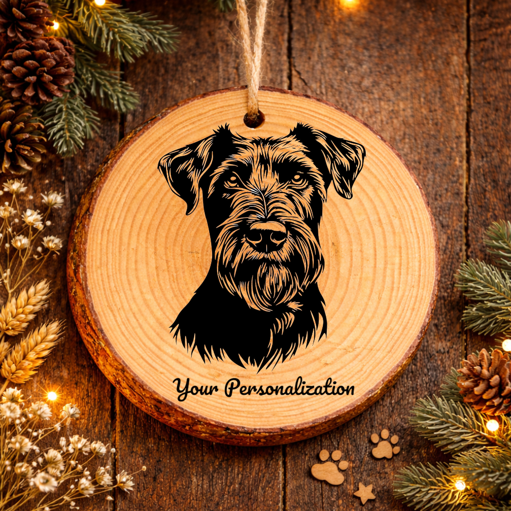 Black Russian Terrier Dog Ornament – Rustic Wooden Keepsake