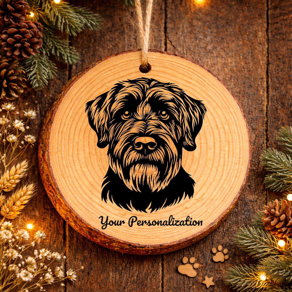Black Russian Terrier Dog Ornament – Rustic Wooden Keepsake