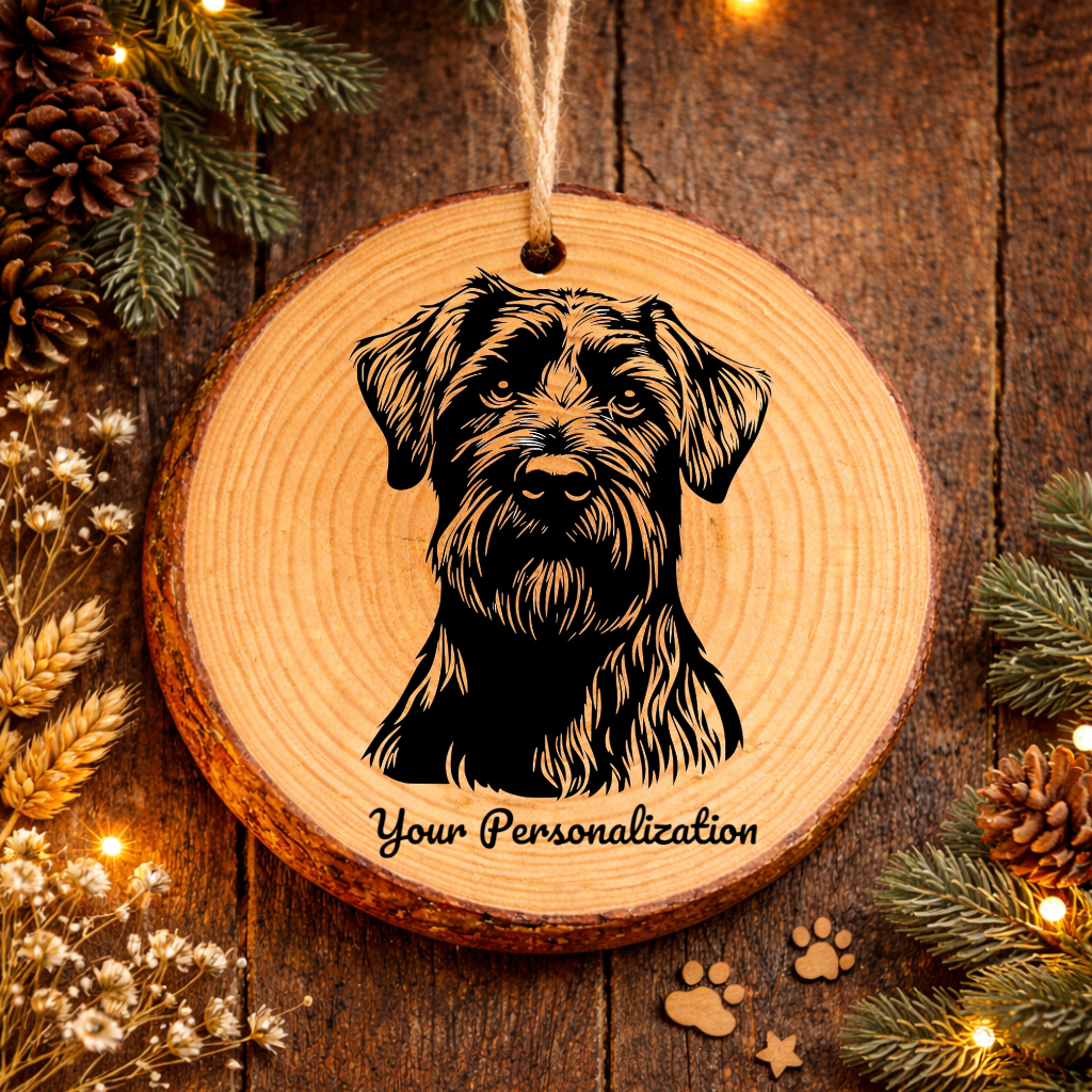 Black Russian Terrier Dog Ornament – Rustic Wooden Keepsake