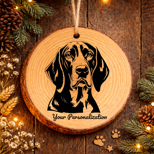 Black and Tan Coonhound Dog Ornament – Rustic Wooden Keepsake