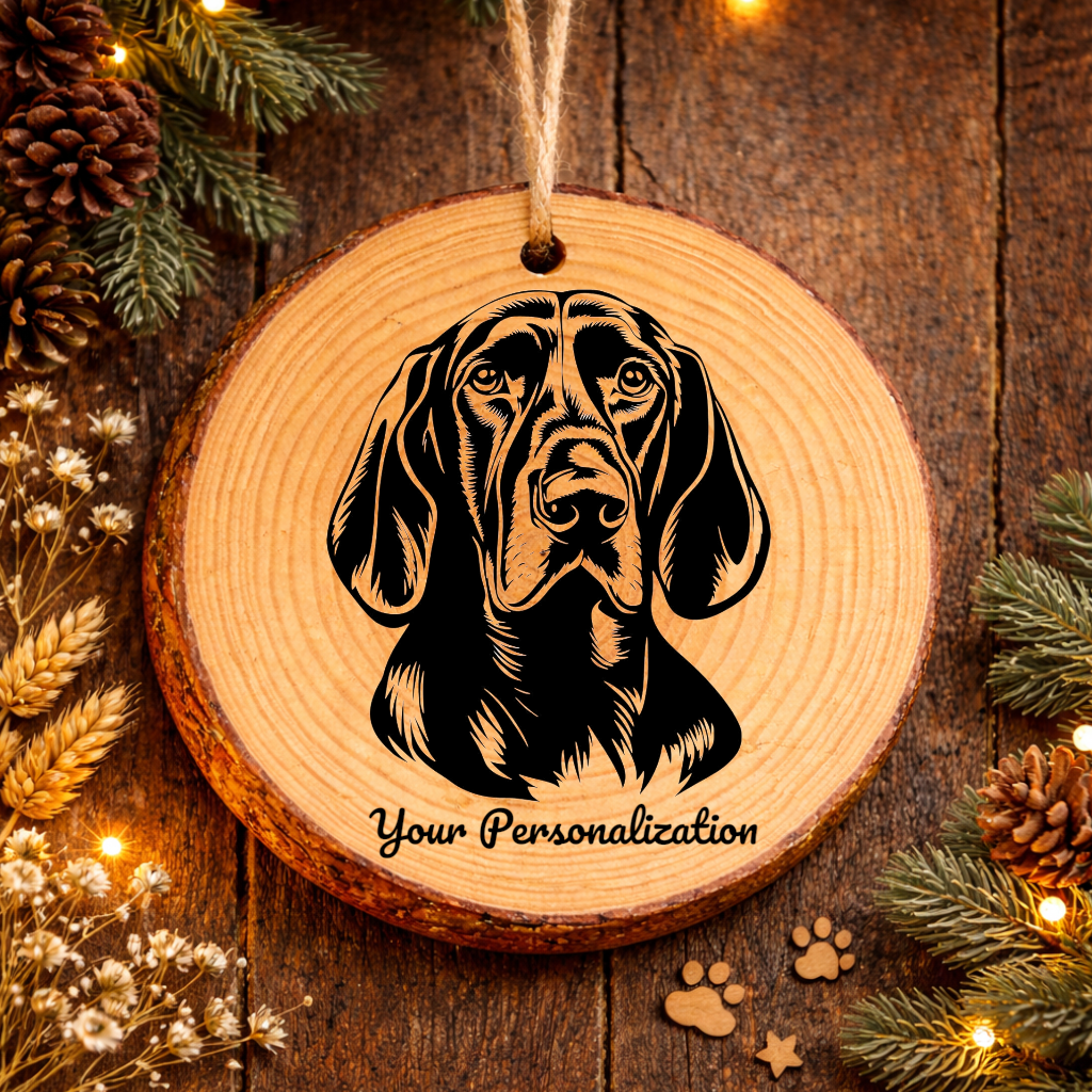 Black and Tan Coonhound Dog Ornament – Rustic Wooden Keepsake