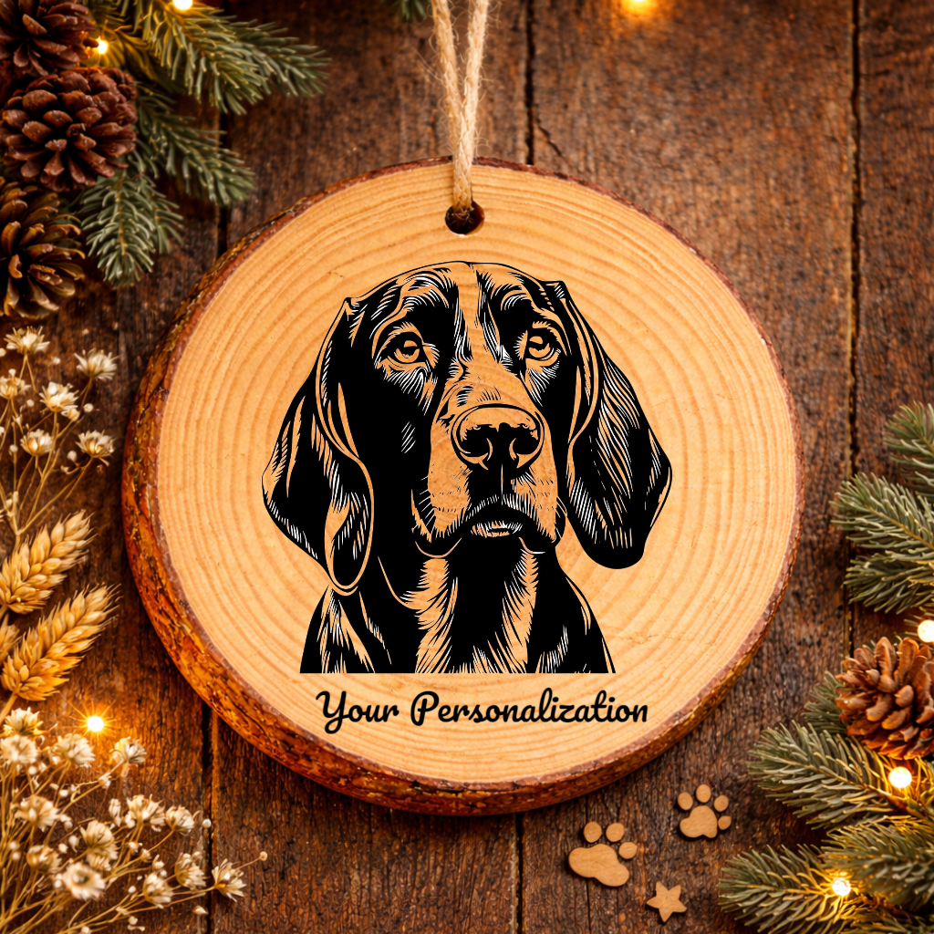 Black and Tan Coonhound Dog Ornament – Rustic Wooden Keepsake