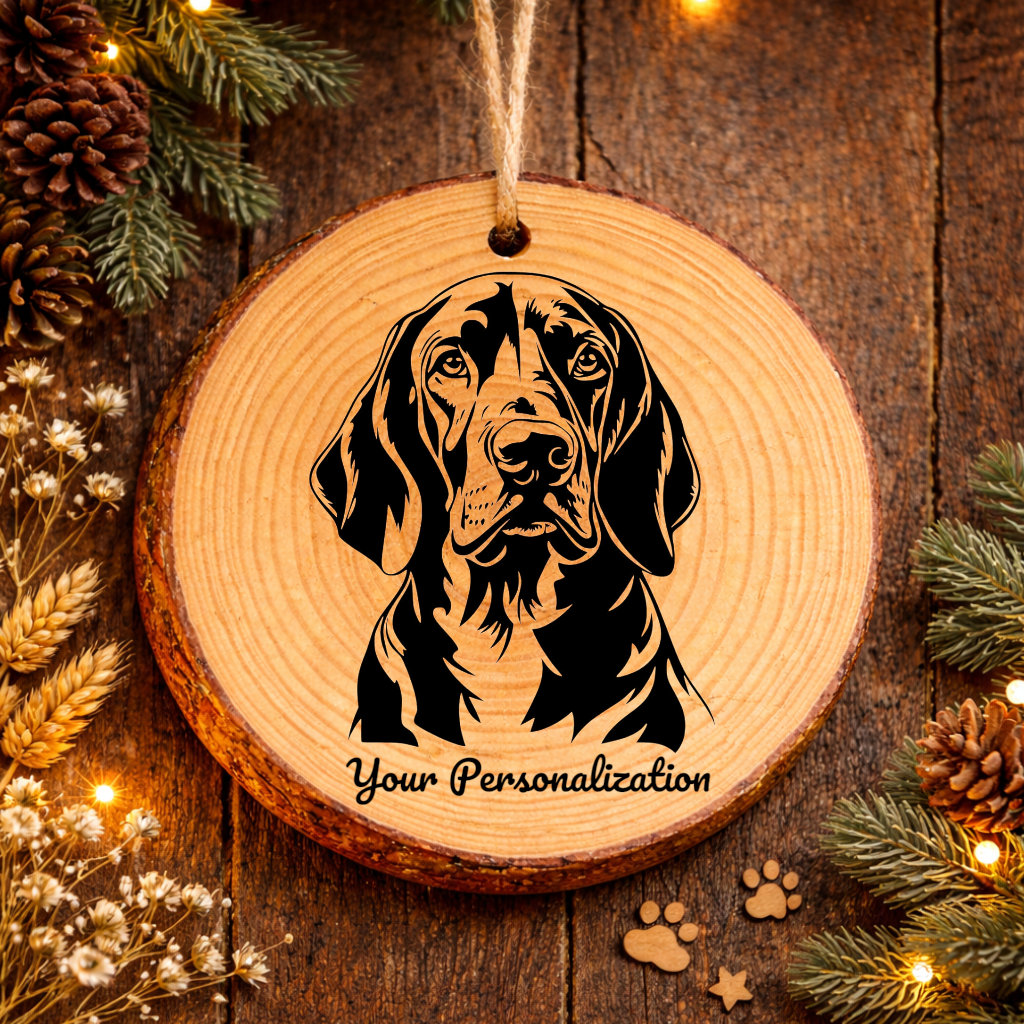 Black and Tan Coonhound Dog Ornament – Rustic Wooden Keepsake