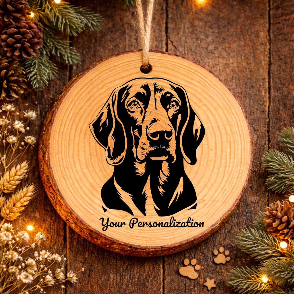 Black and Tan Coonhound Dog Ornament – Rustic Wooden Keepsake