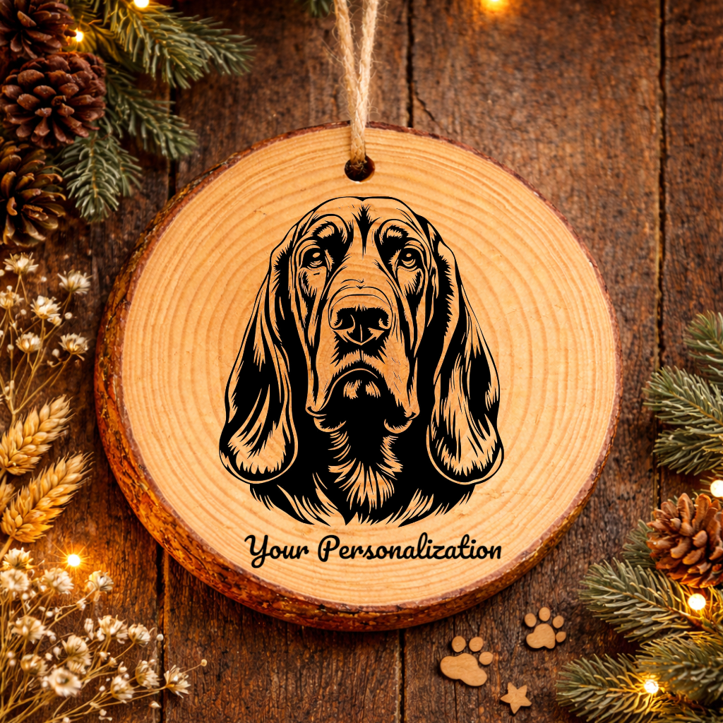 Bloodhound Dog Ornament – Rustic Wooden Keepsake